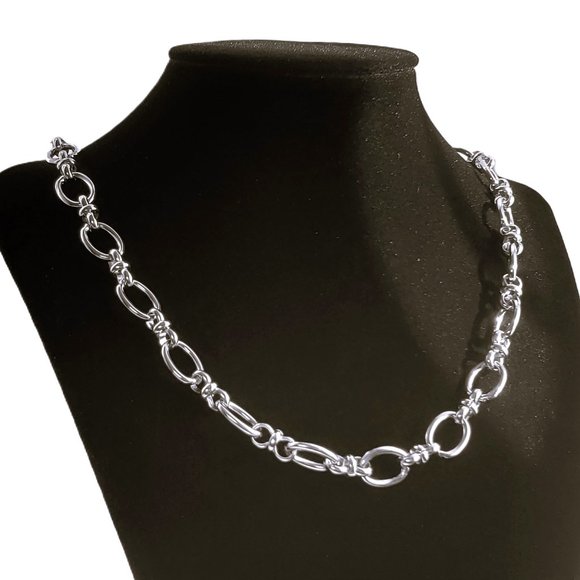 24 Womens 14K White Gold Chain Link Style Necklace 14 Karat Silver